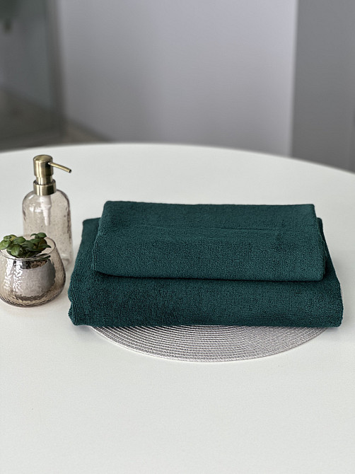 Комплект полотенец однотонных Ideal Textile 50х90см + 100х150см 450 г/м2 изумрудный Черновцы - изображение 1