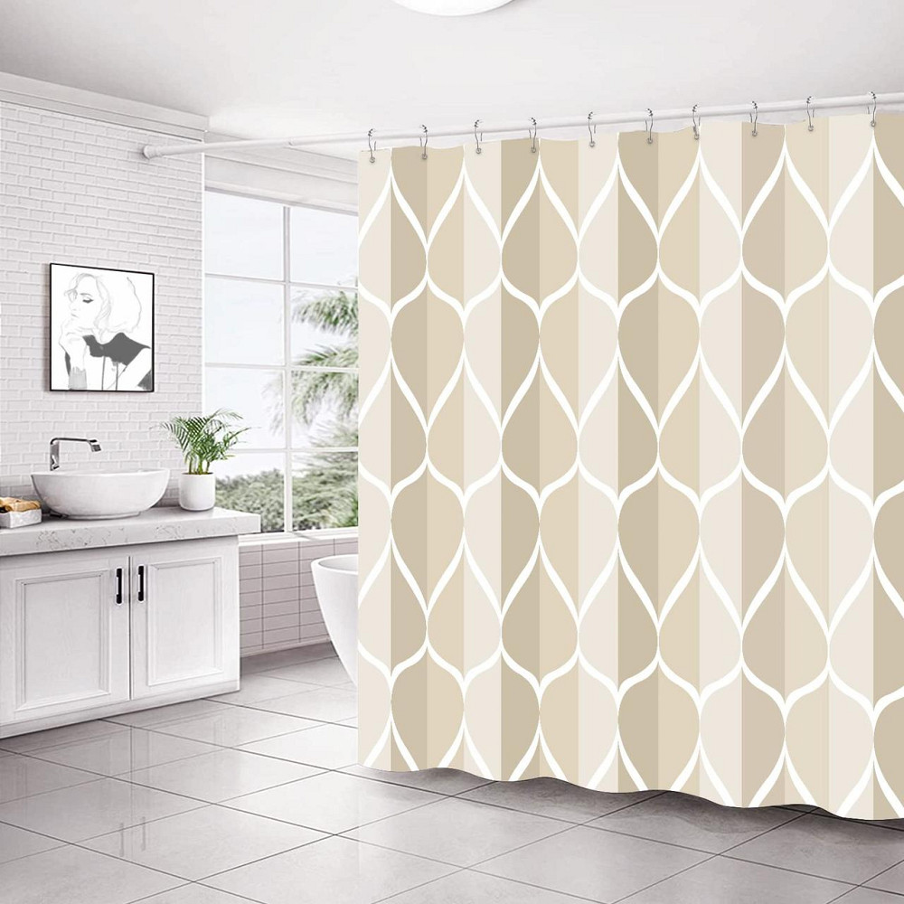 Тканинна шторка-фіранка для ванної Aquarius 180 х 180 см з кільцями - Бежевий градієнт - 100% поліестер Буча - фото 7