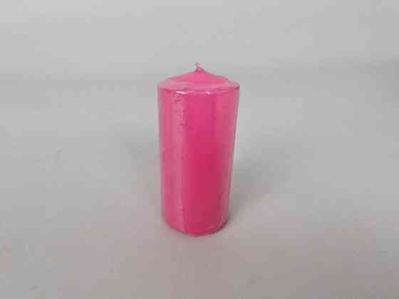 Цветная Цилиндр парафиновая свеча (50/100) РОЗОВАЯ крашеная  внутри белая (1 шт) Харьков
