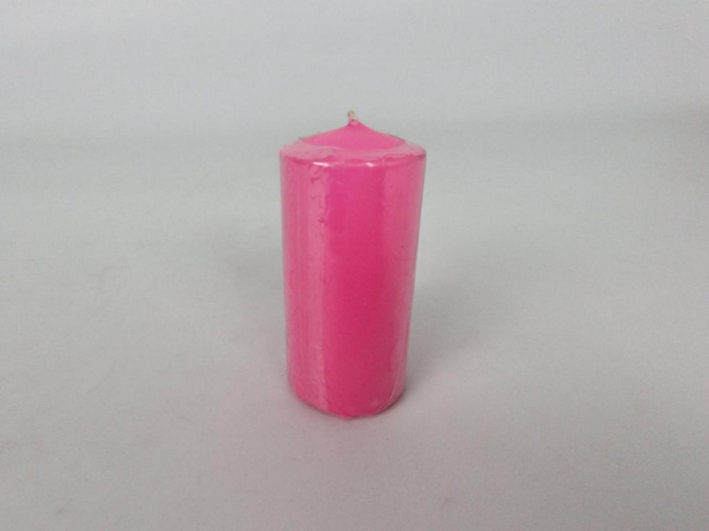 Цветная Цилиндр парафиновая свеча (50/100) РОЗОВАЯ крашеная  внутри белая (1 шт) Харьков - изображение 1