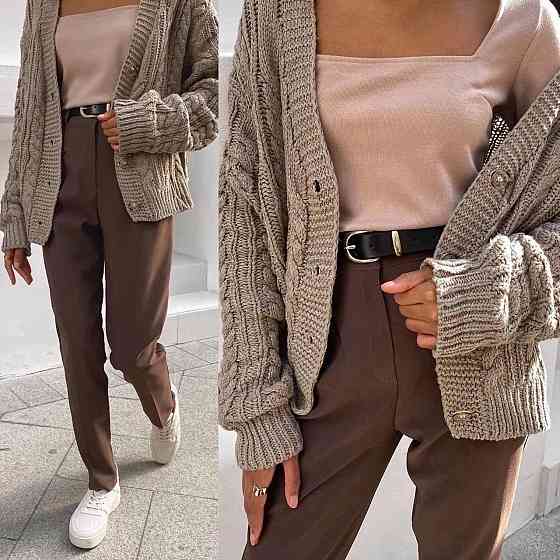 Жіночі базові штани завужені донизу костюмний тіар Шоколад, 54/56 Одеса