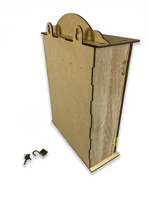 Навесной органайзер-ящик для ключей из натурального дерева на 9 крючков 22x31,5x9 см, ключница настенная Каменец-Подольский - изображение 4