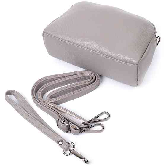 Женская небольшая сумка на два отделения из натуральной кожи Vintage 22801 Серый Киев