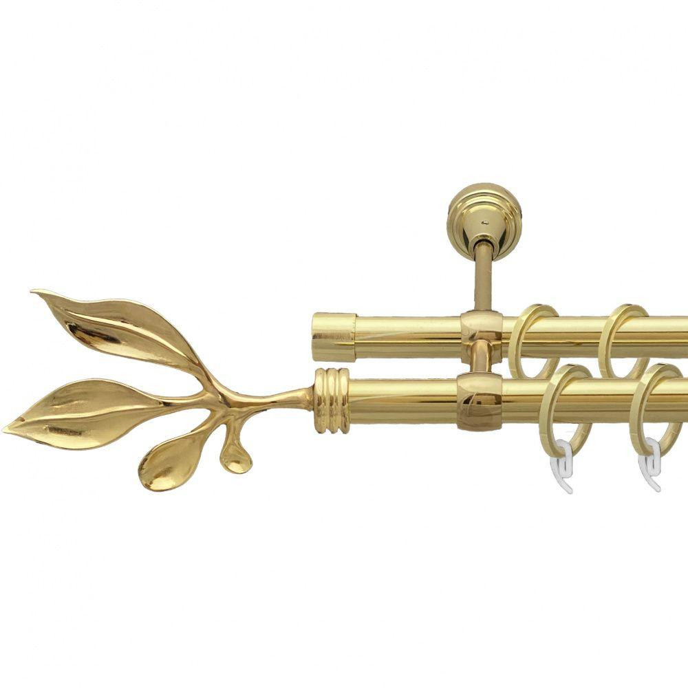 Карниз Orvit Баваро металевий дворядний литий гладка труба кільце фасонне металеве  Золото 19\19 мм 300 см Львов - изображение 1