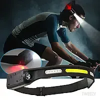 Легкий налобный фонарь LED+COB с датчиком движения и красным светом (черный) Коломыя - изображение 6