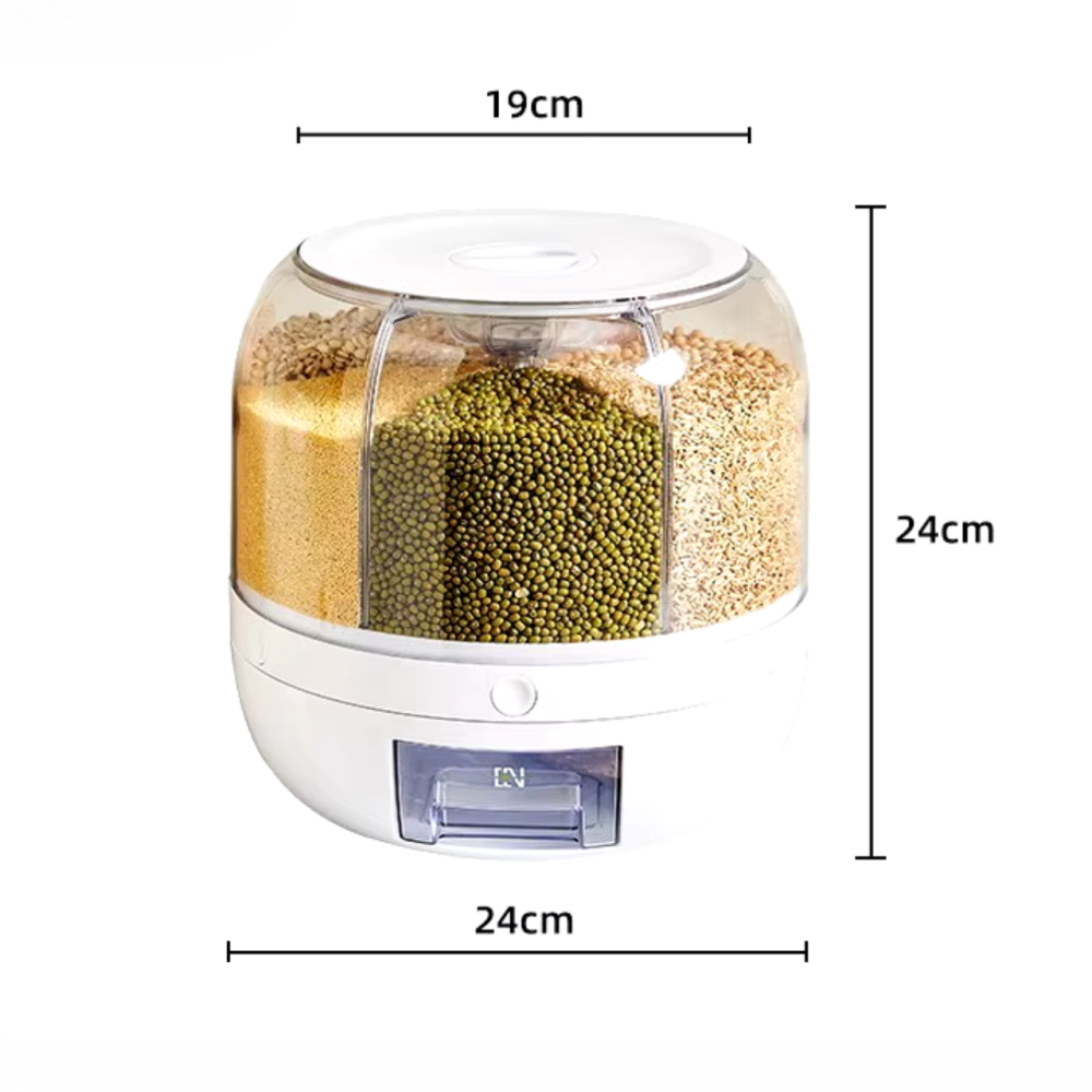 Кухонный органайзер для сыпучих продуктов, вращающийся диспенсер с 6 отделениями, белый цвет Каменец-Подольский - изображение 9