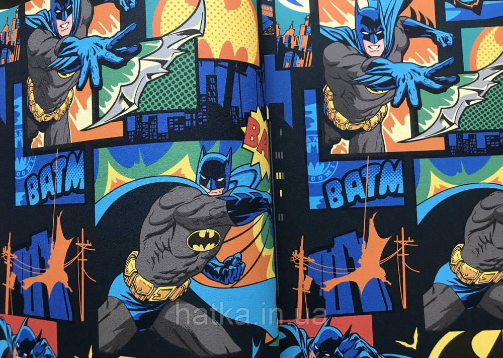 Обои виниловые на флизелине AdaWall Ada Kids метровые детские надписи бэтмен  комиксы черные белые на сером Киев - изображение 3