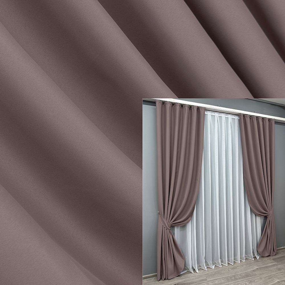 Комплект готовых штор VR-Textil Bagema Rvs № 1245ш Пудровый 100х295 см 2 шт (31-921) Киев - изображение 1