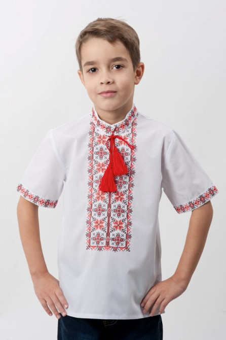 Вишиванка для хлопчика Зірки з червоним орнаментом Суми - фото 1
