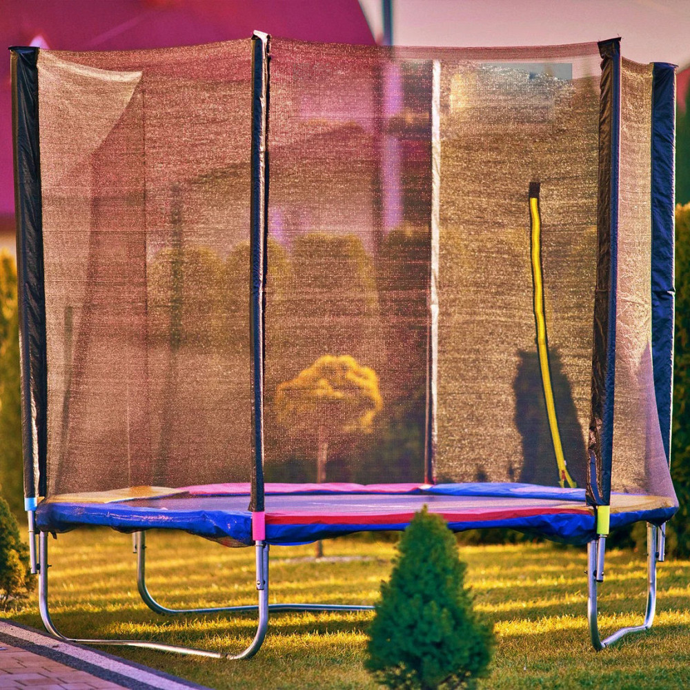 Батут 252 см Just Fun для дітей і дорослих з захисною сіткою і драбиною Різні кольори Київ - фото 2