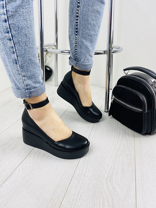 Туфлі жіночі Т-лето чорні шкіра натуральна платформа 2/7 см 39 р. (2732) Коломия - фото 8