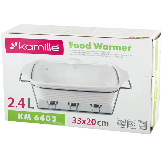 Марміт прямокутний 2,4л 33см кераміка скляна кришка + метал.підставка 6403 KAMILLE Житомир - изображение 10