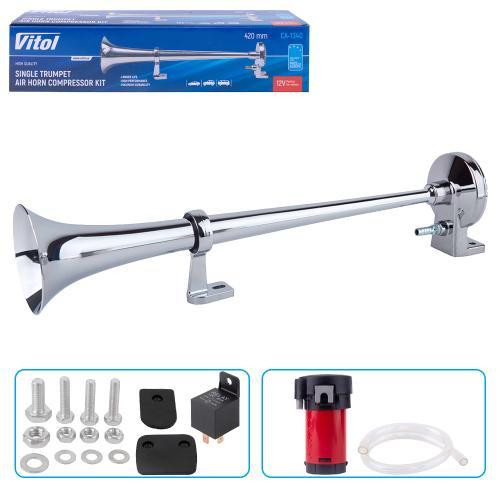 Пневматический звуковой сигнал CA-1340 VITOL, металлическая дудка 12V, длина 420мм Харьков - изображение 1