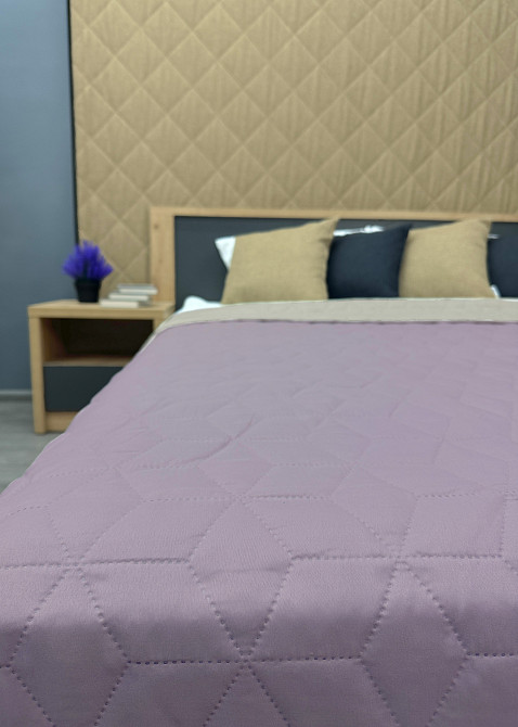 Покривало двостороннє Decorator Microfiber куб 180х215 см бузковий з бежевим (85-086) Київ - фото 8