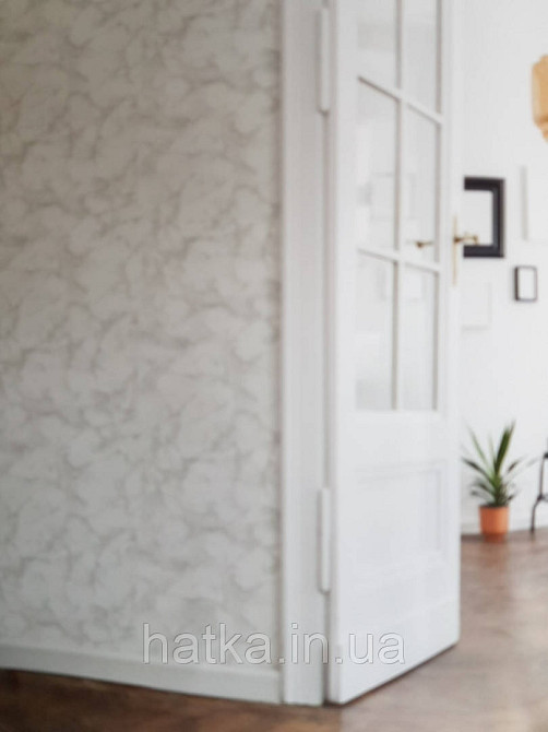 Шпалери вінілові на флізелін Marburg 31737 Imagine штукатурка під мармур сірі на білому тлі Київ - фото 2