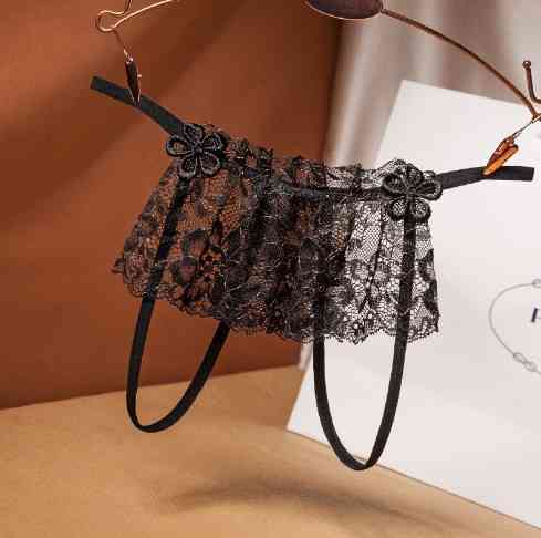 Еротичні трусики жіночі з мереживом універсальний чорний Київ