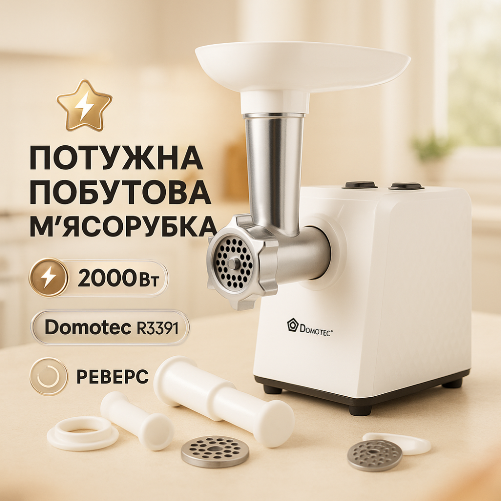 Топ мясорубок Domotec R3391 2000Вт, Мясорубки хорошего качества, Мясорубка-шинковка-терка XM-24 Львов - изображение 14