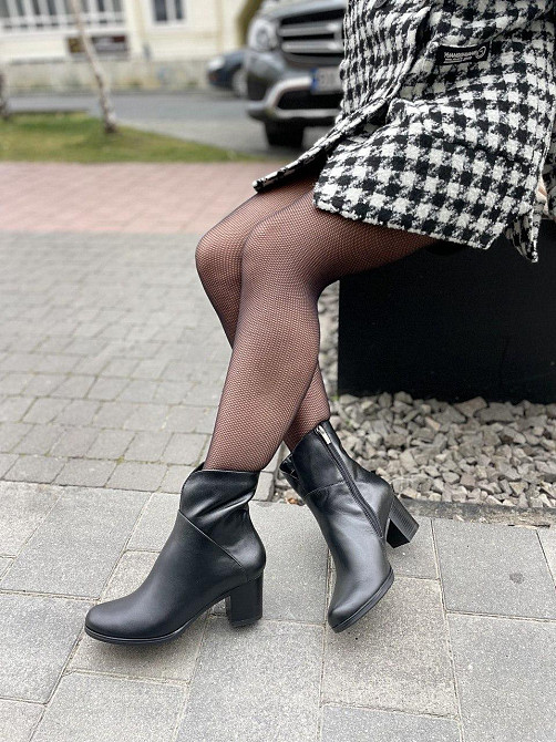 Черевики жіночі Odzi чорні натуральна шкіра каблук 6 см размеры 37-40 (2101) Коломия - фото 7