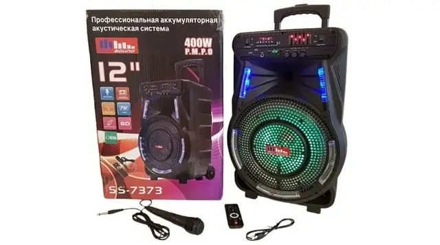 Акустична переносна колонка ZXX-7373 400Вт 12" 53х35х28см USB/SD/FM/BT/MIC/ДК Одеса - фото 9