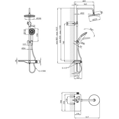 Душевой гарнитур Kroner Armada-W065 + змішувач Essen-W010 (CVS30223) Винница - изображение 6
