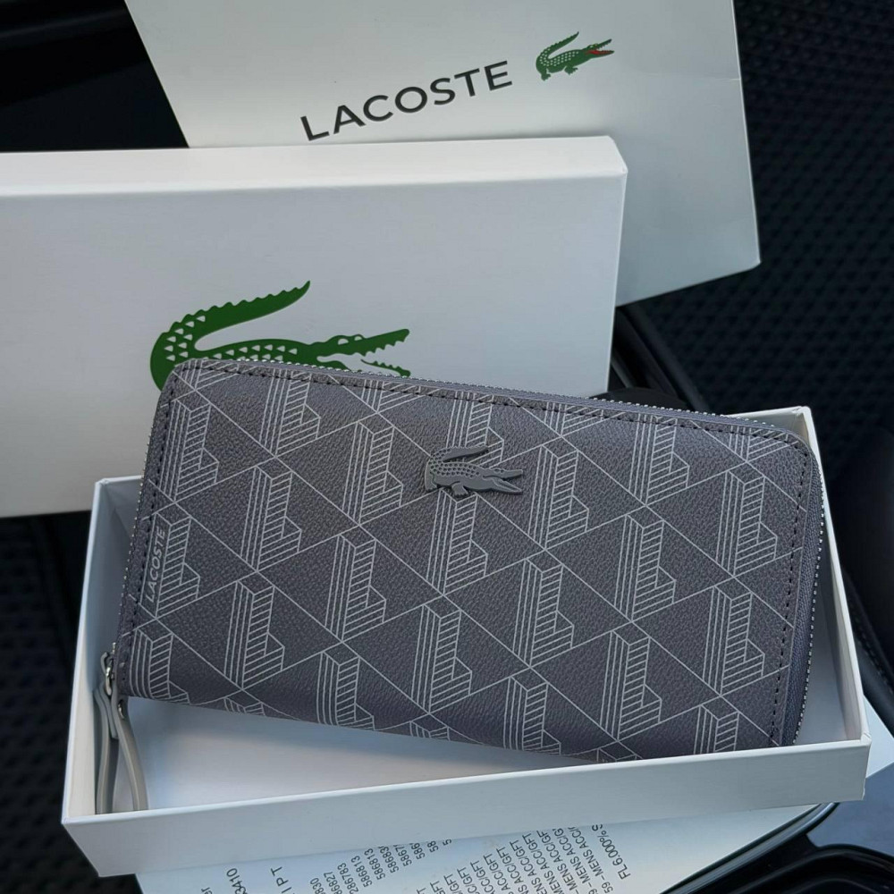 Мужской брендовый кошелек Lacoste (А7) серый Киев - изображение 1