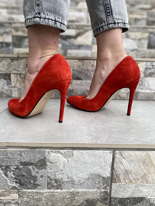 Туфлі жіночі M-LUX червоні натуральна замша каблук 10.5 см 38 р. (91020) Коломия - фото 8