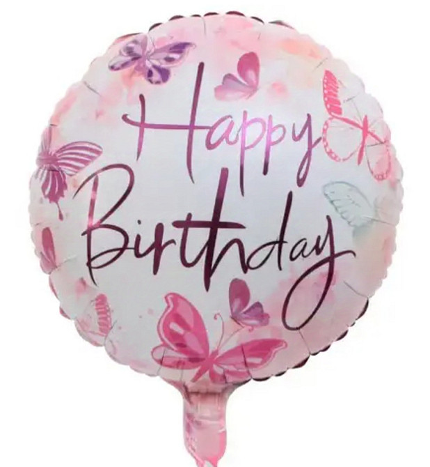 Фольгированный шар happy birthday бабочки 18