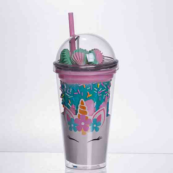 Yiwu пластиковий стакан з трубочкою і кришкою 400 мл багаторазовий HP-18-1TUP Коломыя