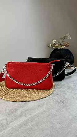 Женская кожаная сумочка, Стильная сумка из натуральной кожи, Маленькая красная сумка на плечеMasterSem Киев