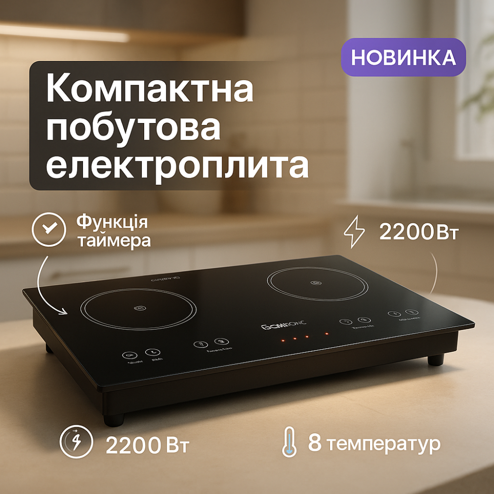 Портативная плита для кухни Suntera, Переносная электрическая плита Бытовая для приготовления RY-29 Львов - изображение 12