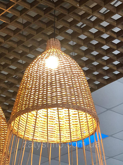 Плетена люстра з палицями, дзвін люстра плетена, плетена люстра кругла Київ - фото 2