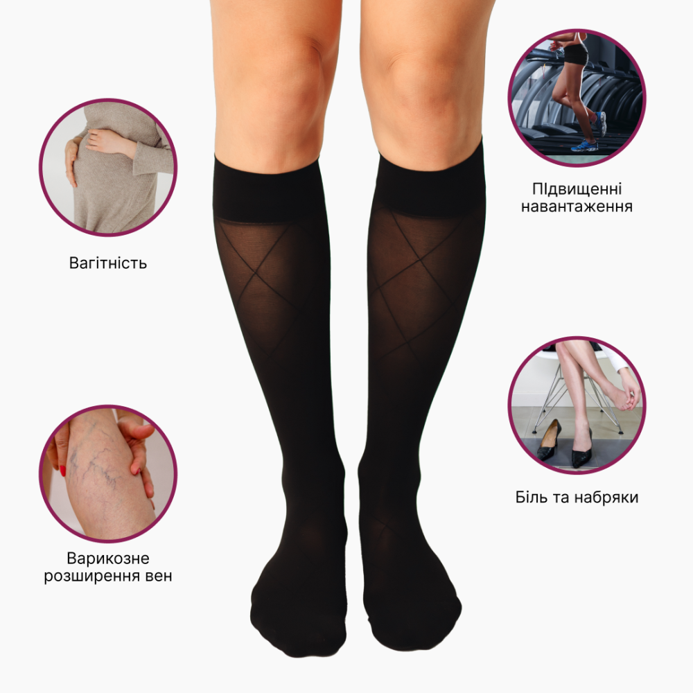 Гольфы компрессионные медицинские 2 класс (черные) длинные Fantaisie Днепр - изображение 3