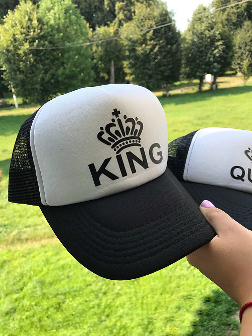 Парні кепки- тракери з написами — "KING/QUEEN". Чернівці - фото 3