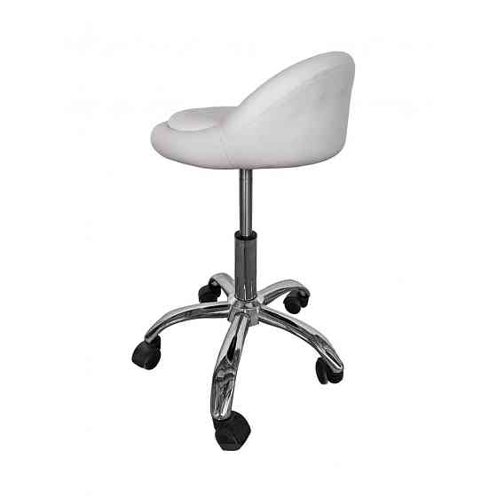 Кресло табурет на колесах со спинкой Bonro B-498 экокожа Белый Киев