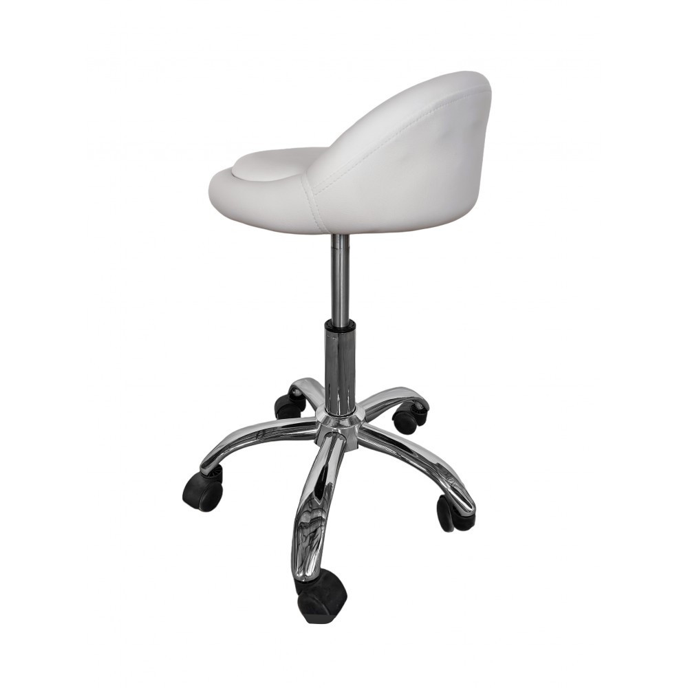 Кресло табурет на колесах со спинкой Bonro B-498 экокожа Белый Киев - изображение 6