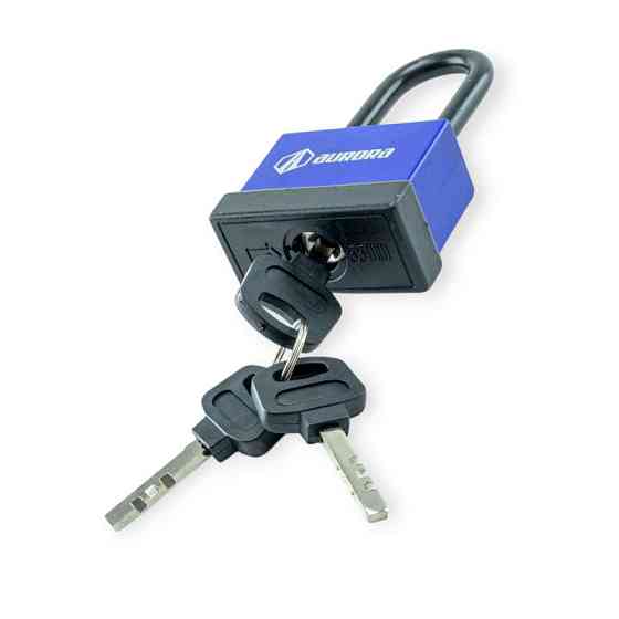 Замок навісний "дужка" 52 мм, фінський ключ 3 шт, подовжена дужка, гумовий Мукачево