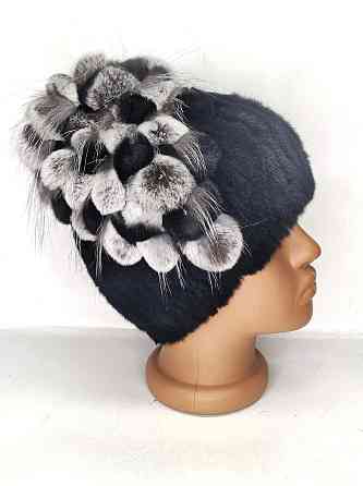 Меховая шапка женская водопад Rex Кристина Черный Харьков