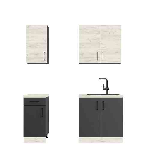 Кухня модульна Еверест Оптіма набір №1 Дуб крафт білий+Антрацит 1,8 м (без стільниці) (DTM-5689) Львів