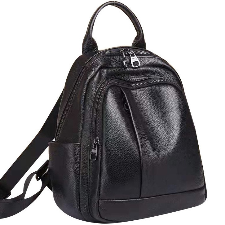 Шкіряний жіночий міський рюкзак на блискавці 23х29х13, сумка наплічна для прогулянок, чорна Київ - фото 12