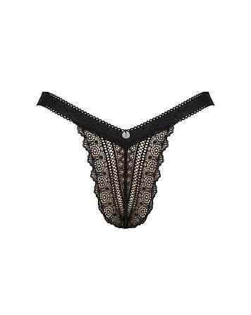 (SALE) Кружевные трусики с заниженной талией Obsessive Estiqua panties M/L, черные Sex Aura Киев