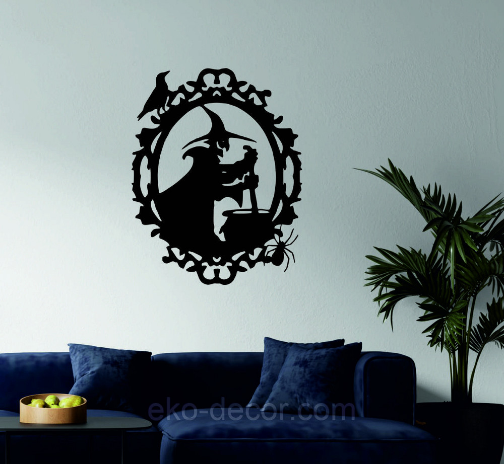 Декоративне настінне Панно «Ведьма та котел», Декор на стіну 70*54 см, Чорний Київ - фото 4