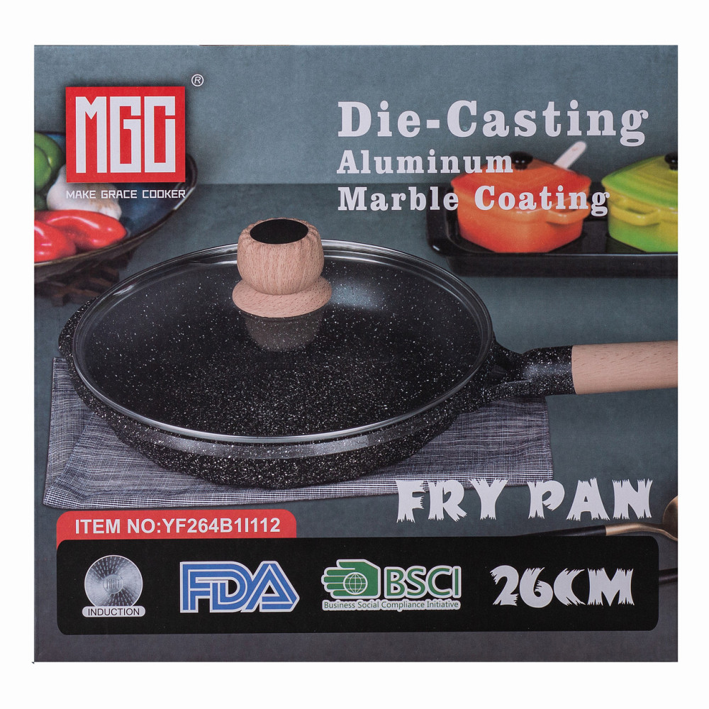 Алюминиевая сковорода 2,2 л, мраморное антипригарное покрытие Ø 26 см, серый MGC HP-4-424G Киев - изображение 7