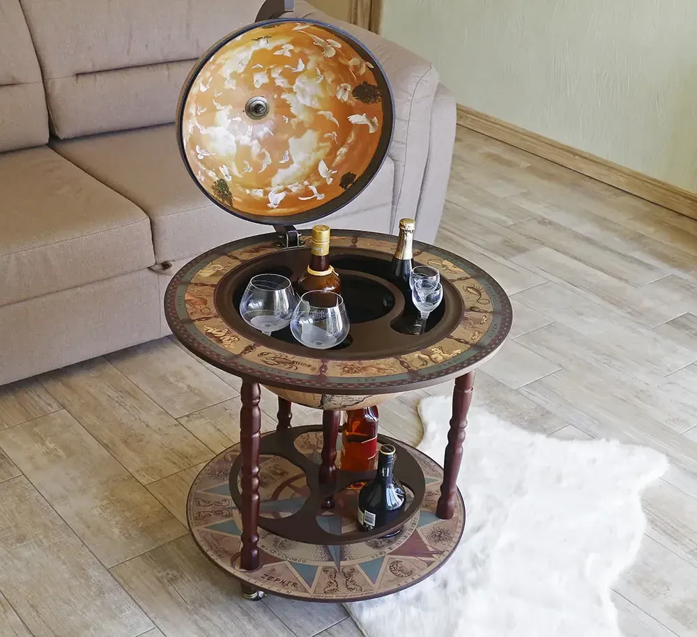 Глобус напольный бар с картой миграции людей кремовый сфера 42 см Гранд Презент mastersem Киев - изображение 1