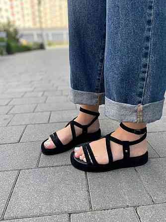 Louisa Босоніжки жіночі чорні Louisa Герда/1 літні з натуральної замші/Замшеві босоніжки на низ Коломыя