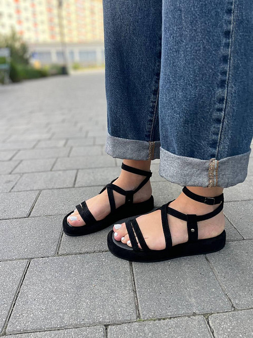 Louisa Босоніжки жіночі чорні Louisa Герда/1 літні з натуральної замші/Замшеві босоніжки на низ Коломыя - изображение 2