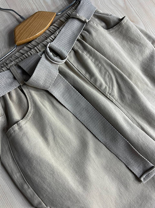 Джинси жіночі A-N 25072 MOM банани талія на резинці з ременем стрейчеві оверсайз бежеві, бежевий, L, L, 85 см, 112 см Київ - фото 12