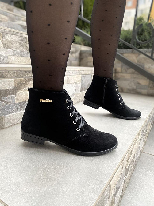 Черевики жіночі ARLETT Шн чорні (весна-осінь, замша натуральна) (1193) лише 37р.38р. 37 Коломия - фото 1