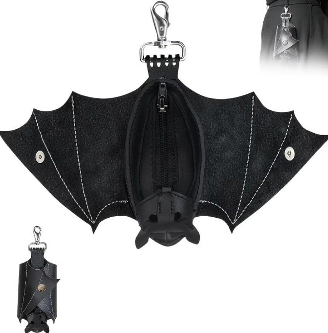 Кошелек для монет в форме летучей мыши с карабином PU кожа, чехол для мелочей на молнии Киев - изображение 2
