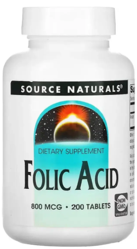 Витамин B9 Фолиевая кислота Source Naturals Folic Acid 800 mcg 200 табл Киев - изображение 1