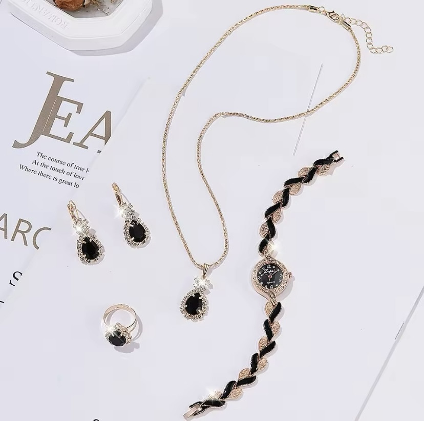 Подарочный набор для женщин Косичка наручные часы кольцо ожерелье и серьги без коробки черный Киев - изображение 5